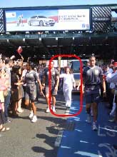 At Olympic Torch Relay Route by Hughes Electronics offices. Olympic-torch-at-Hughes-Electronics-door-steps